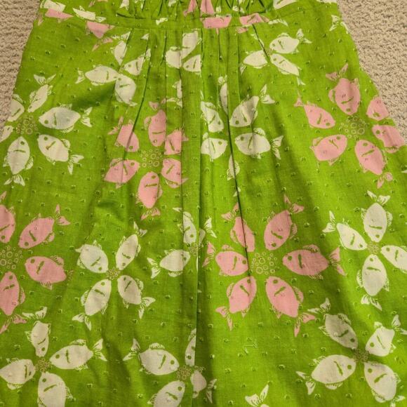Lilly Pulitzer Strapless Pink and Green Fish Print Dress Size 0 Beachy Vacation - Picture 3 of 14